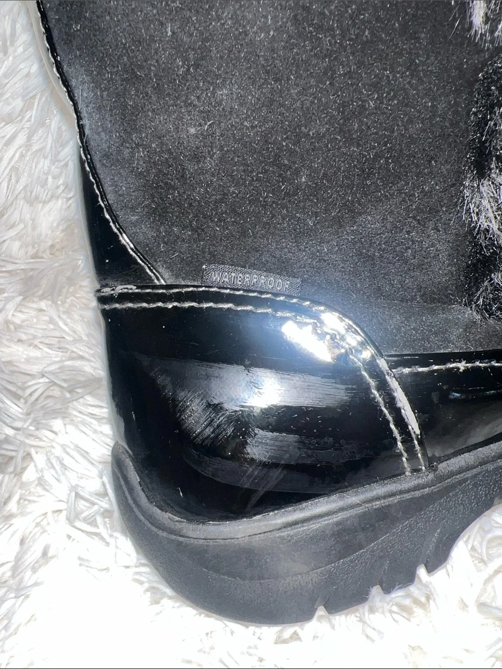 Sporto Black Faux-Fur Trim Lace-Up Winter Boots